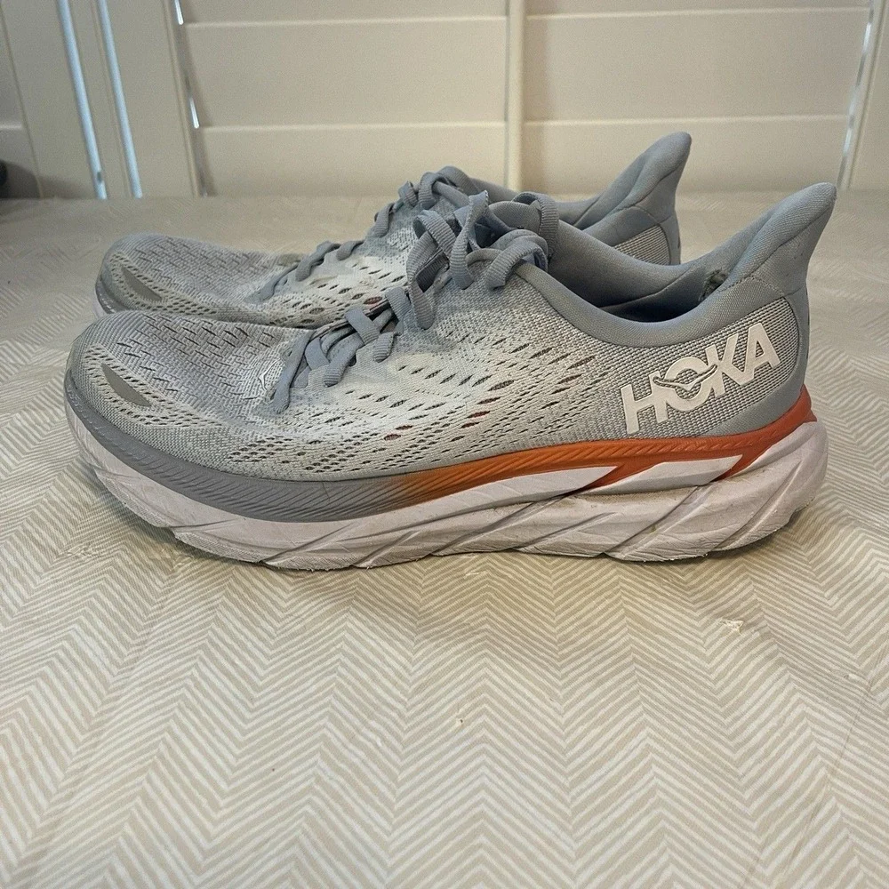 Hoka One One‎ Clifton 8 Women's Sz 8.5B Aqua Blue Running Shoes Sneakers